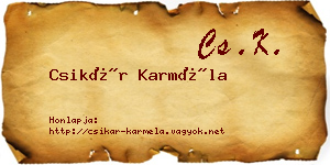 Csikár Karméla névjegykártya